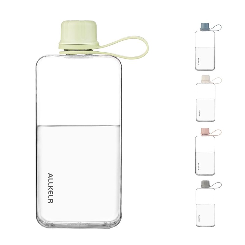 ALLKELR Portable Flat Water Bottle,BPA Free Reusable Tritan Plastic Travel