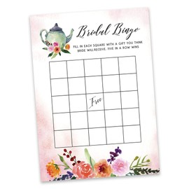 Inkdotpot Bridal Wedding Shower Bachelorette Party Bulk Blank Square Fill In Gift Ideas 50 Tea Party Bingo Game Cards
