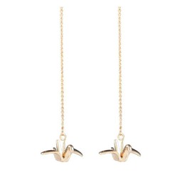 Cute Thousand Paper Cranes Long Chain Earring for Women Origami Gold Ear Line Tassel Bird Earrings Jewelry