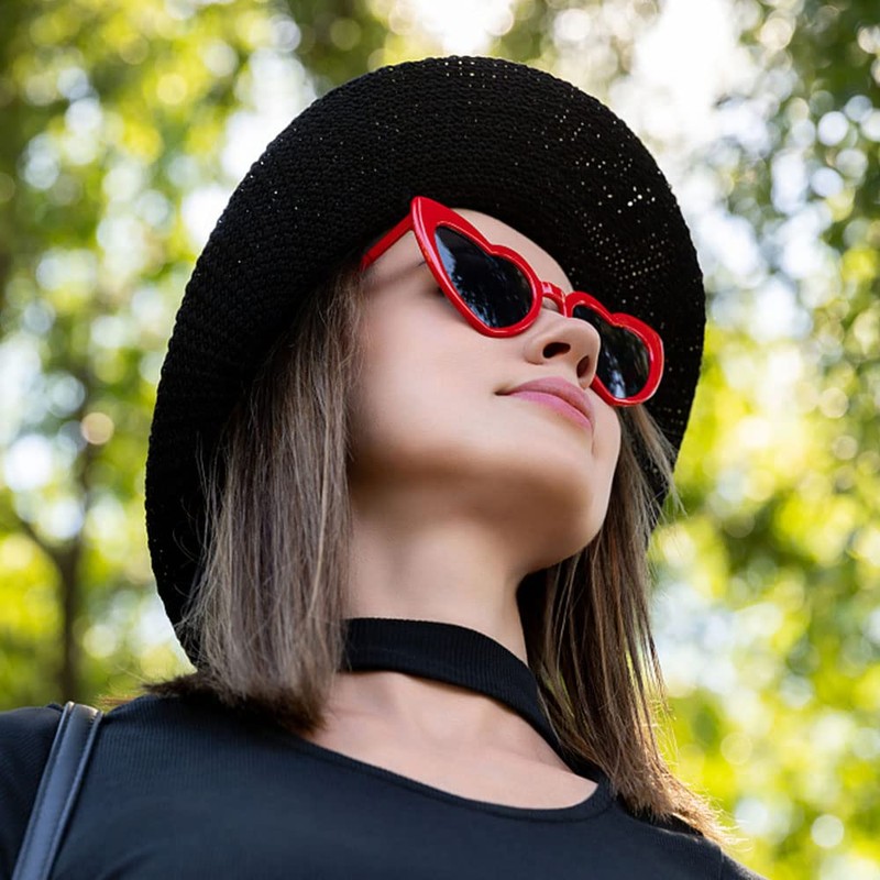 YooThink Heart Shaped Sunglasses for Women,Vintage Cat Eye Mod Style