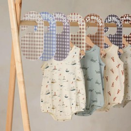 eoscasely Baby Closet Divider, Baby Wardrobe Organizer, Double-Sided Pastel Gingham Design, Nursery Decor Clothes Hanger Dividers for Sorting 8 Sizes from Newborn to 12+ Months