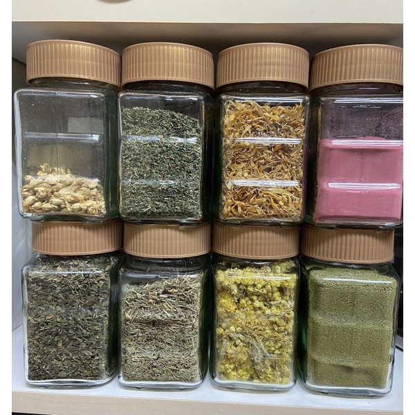 12 Set Glass Container Jars Storage Yogurt Spice Herb Tea Empty Bottles Organize