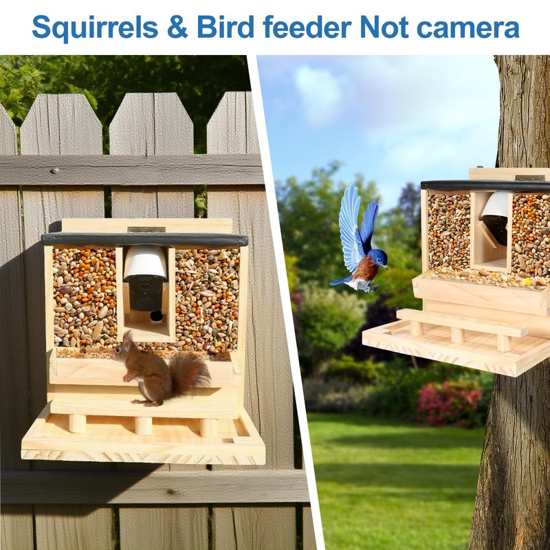 Intoo Lifes Squirrel Feeder Case for Outside, Durable Wooden Squirrel