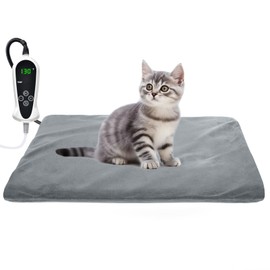 RIOGOO Pet Heating Pad, Upgraded Electric Dog Cat Heating Pad Indoor Waterproof, Auto Power Off (S 17.5"x 14", Grey)