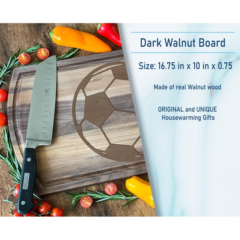 Classic Soccer Ball Pattern Walnut Board, 16.75x10 in: Ideal for