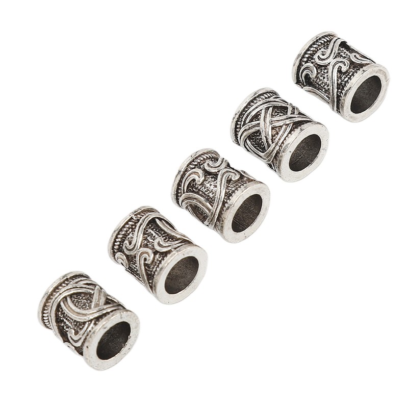 20PCS Beard Beads Retro Alloy Multipurpose Hair Tube Beads for