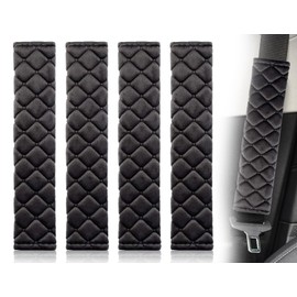 LBYHZS 4 Almohadillas para Cinturón de Seguridad, Fundas para Cinturón de Coche, Cojín para Cinturón, Accesorios de Coche, Comodidad Mejorada, Compatible con Automóviles, Camiones, SUV y Más (Negro)