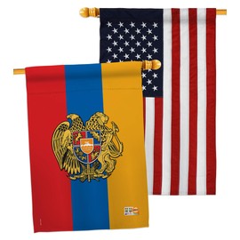 Breeze Decor Armenia House Flag Pack Regional Nation International World Country Particular Area Embroidery Decoration Banner Small Garden Yard Gift Double-Sided, Made in USA