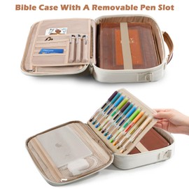 Aplufine Bible Cover for Men-Bible Case for Women-Medium Bible Bags and Totes-Large Bible Carrying Case-Bible Carrier with Shoulder Strap,Detachable Pen Loops for Bible Accessories,Gift Men Women