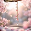 Pink Glass Lily of the Valley Car Charm,Rearview Mirror Hanging