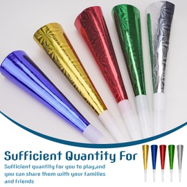 HannaFires 10 Pack Party Horn Paper Noise Maker - Birthday Party Favors, Laser Design Fun Blow Outs, Celebration and Event Gifts Noise Maker