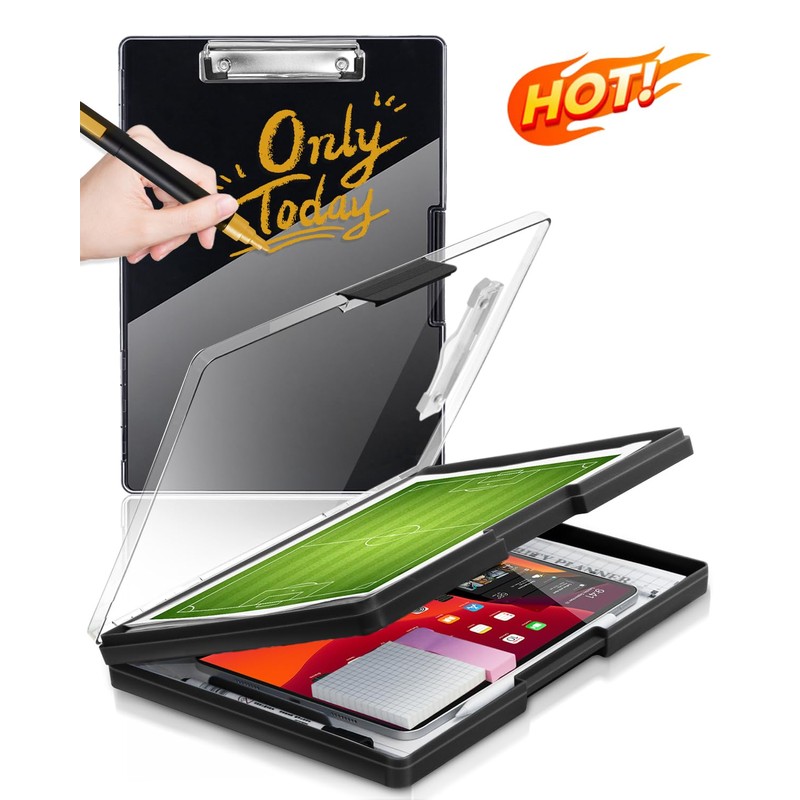 Clearview Clipboard with 2 Storage, Dry Erase 8.5x11 Heavy Duty