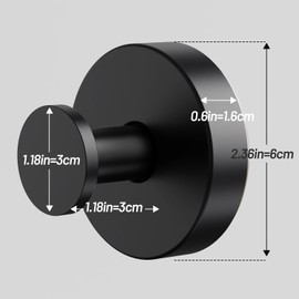 VEHHE Suction Hooks 2pcs, Metal Suction Cup Hooks Without Drilling, Bathroom Hooks Waterproof and Rustproof, Heavy Duty Suction Hooks for Towels, Washcloths, Toiletries(Black)