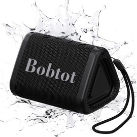 Bobtot Portable Bluetooth Speaker Wireless, IPX7 Small Shower Speaker Waterproof, 15H Playing Time, Loud and Stereo Sound with Bass, TWS Pairing for Party, Camping, Travel, Black