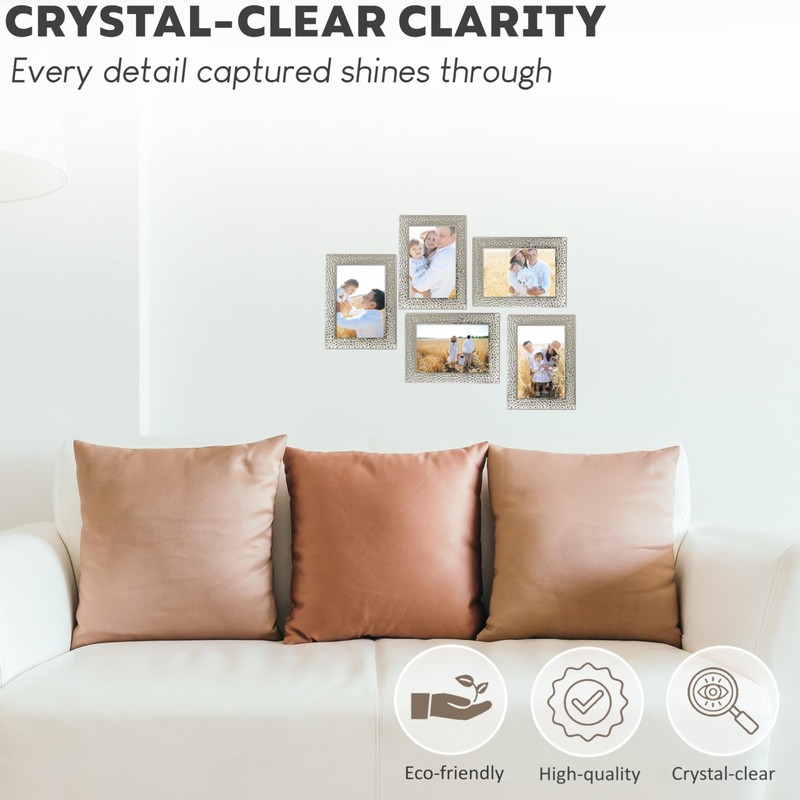 Photo Picture Frames 7 x 5, Silver, Pack of 3,