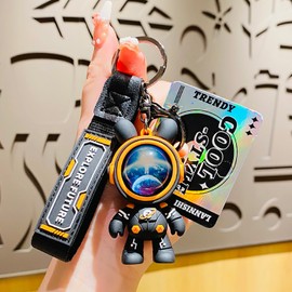 SXQYBZ Creative Fashionable and Cute Cartoon Rabbit Keychain Accessories Resin Animal Pendant Metal Keychain Backpack Car Keychain (Black)