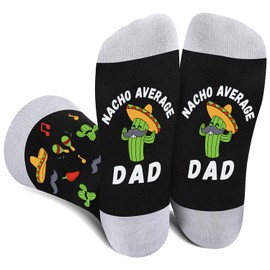 NACHO AVERAGE DAD Socks for Dad Men - Funny Novelty Fathers Day Birthday Gifts for Him Daddy Step Dad from Daughter Son - Fun Funky Happy Valentines Mexican Socks Gift Ideas Christmas Stocking Fillers