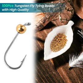 Goture 100PCS/5Colors Fly Tying Beads Tungsten Beads Brass Beads Fly Tying Materials 2/2.3/2.8/3.3/3.5/3.8/4.0mm Tungsten Beads for Fly Tying Fly Fishing Hooks