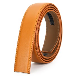 Nelbons Correa de cinturón de carraca para hombre, solo 35 mm, 1 3/8 pulgadas, se ajusta a hebilla de 40 mm, cinturón de repuesto sin hebilla, D-amarillo-3, 130CM/UP TO Waist:44"