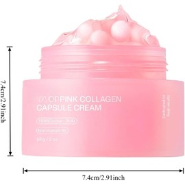 Pink Collagen Capsule Cream, 5% Niacinamide Salmon DNA Barrier Repair Moisturizer, Dual Texture Anti-Aging Brightening Facial Care for Sensitive Skin, 2 Oz (Collagen Capsule Facial Cream)