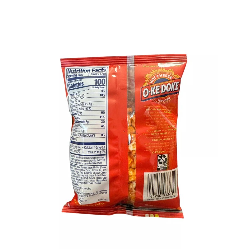 Jays Jay’s OKE DOKE Hot Cheese/Cheese Combo Flavored Popcorn 10