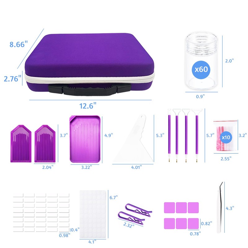 LIRUNQIU Diamond Painting Storage Containers, 60 Slots Diamond Painting Accessories
