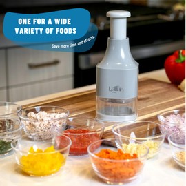 Food Chopper, Slap Chop, Handheld Veggie Chopper for Vegetable, Onion, Garlic, Nut, Hand Vegetable Cutter, Dishwasher-safe, Stainless Steel Blade, – Dishwasher Safe, Easy to Clean (Light Gray)