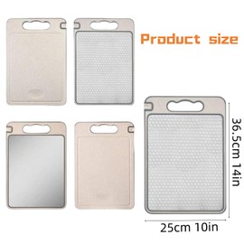 Double-Sided Chopping Board for the Kitchen, Cutting Board, 304 Stainless Steel & Wheat Straw - Non-Slip, Scratch-Resistant Titanium Cutting Board for Meat & Vegetables with Dough Scraper (Stainless