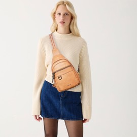 Leresas Sling Bag for Women Crossbody Bag Travel Sling Purse Backpack Fanny Pack Shoulder Bag Vegan Leather Anti Theft Tan