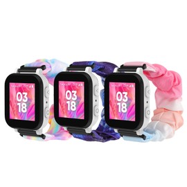 3 Pack Scrunchie Band Compatible with Gizmo Watch 3 2 1/Gabb Watch 3e 3 2 1/SyncUP Kids Watch, Cute Elastic Replacement Wristband Strap Stretchy Bands for Kids, Starlight Purple+Rainbow+Pink-Blue
