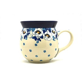 Polish Pottery Mug - 15 oz. Bubble - White Poppy