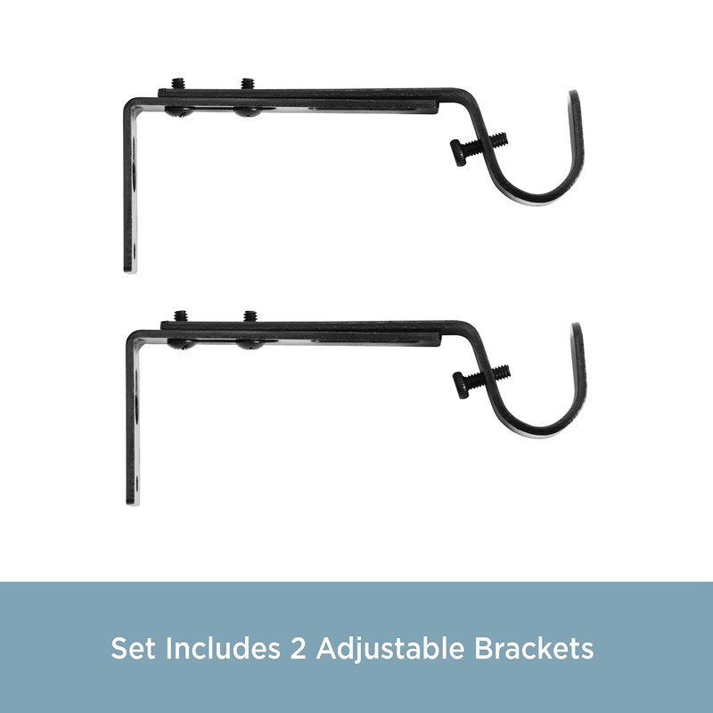 Kenney KN85290 Adjustable Curtain Rod Brackets, Black (2-Pack)