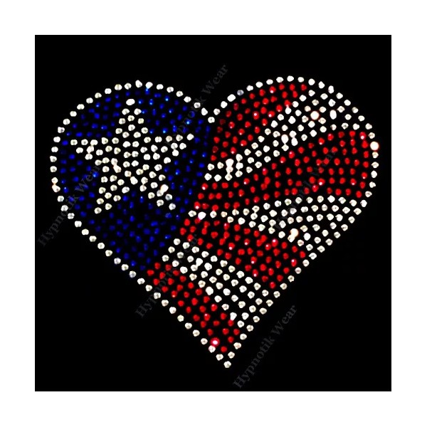 "Handmade" Rhinestone Transfer " 4th of July Heart " American