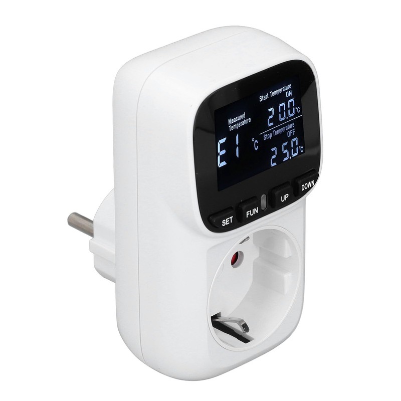 Digital Thermostat Output Backlit Display Plug-in Temperature Controller Heating Cooling