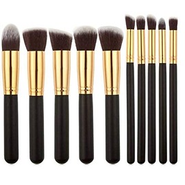 KHUSHI Premium Synthetic Makeup Brush Set 10 (Black)