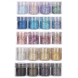 CRSHIP Nail Glitter 20 Colors Sequins Glitter Nail Parts Face Body Hair Decoration Party Nail Containers for Sequins Stage School Festival Fashion (Set of 20 Colors)