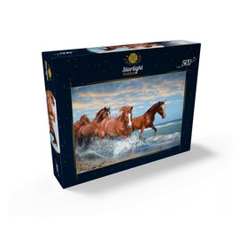 Beautiful Horses Running Through The Sea On A Beach - Premium 500 Piece Jigsaw Puzzle for Adults