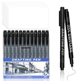 Yeria Black Drawing Pens, 12 Pack Black Fineliner Pens, Technical Drawing Pens Micro Liner Sketch Pens, Waterproof Art Pens for Sketching,Technical Drawing
