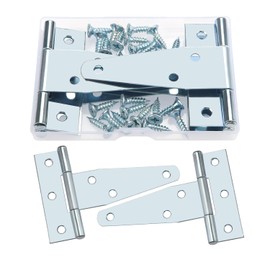 YIXISI Pack of 4 75 mm T-Hinges, Triangle Hinges, Metal T-shaped Door Hinges with 24 Screws for Wooden Doors, Fences, Garden Gate, Shed Doors, Windows, Silver