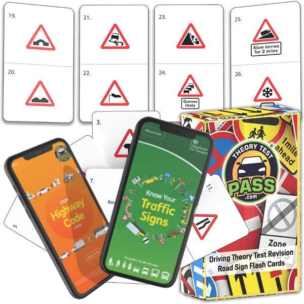 Theory Test Pass Road Signs Flash Cards 2024 UK– Practical