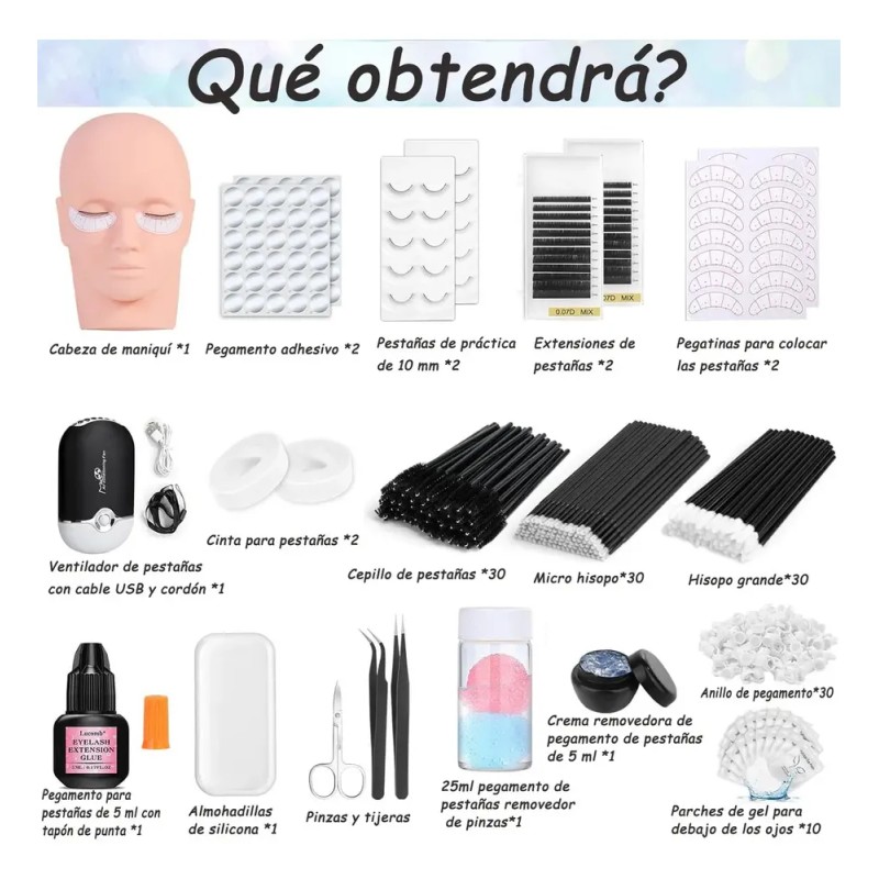 Kit Profesional de Extensiones de Pestañas con Curvatura D para