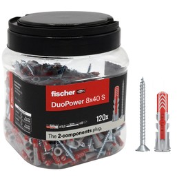 Fischer Propack Duopower 572886 Reusable Wall Plugs with Screw for Fixing to Concrete, Masonry and Plasterboard (Pack of 120)
