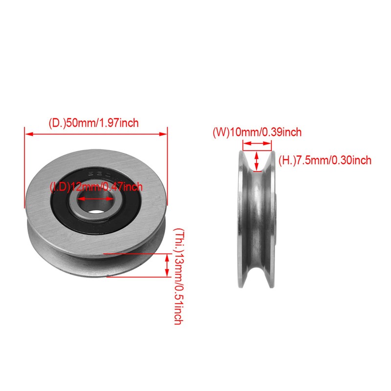 RDEXP U Shaped Ball Bearing Steel Roller 50mm OD 512kg