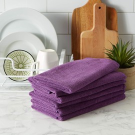 CC Home Furnishings Set of 6 Eggplant Purple Microfiber Rectangular Dish Towels 15.75" x 23.75"