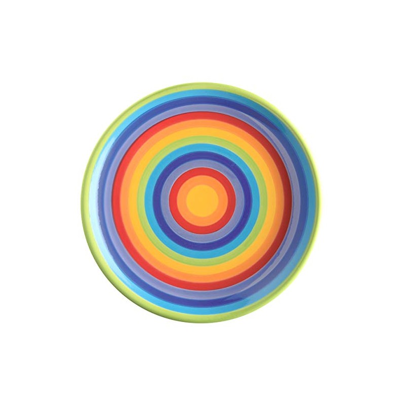 Hand Painted Rainbow Stripe Ceramic 26 cm Dinner Plate