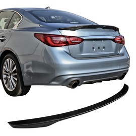 Trunk Spoiler Compatible with 2014-2024 Infiniti Q50, JDM Style Black Carbon Fiber Trunk Deck Lid Lip Wing by IKON MOTORSPORTS