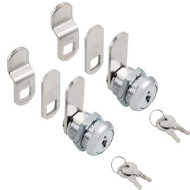 Cabinet Cam Locks Keyed Alike, 5/8” Cylinder Cam Locks for Tool Box RV Compartment Mailbox Vending Machine Drawer File Cabinet, Fits 3/8” Max Panel Thickness, Chrome Finish with 3 Cams and 2 Keys