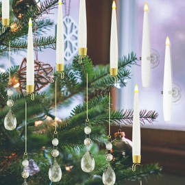 JOIONE Christmas Tree Candles with Remote Timer, 10 Pack Flameless Candles for Christmas Tree Flickering LED Candles for Indoor - Water Drop