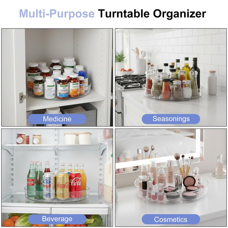 IPENP Vitamin Storage Organizer, 1 Tier 10.3" Rotary Turntable Organizer