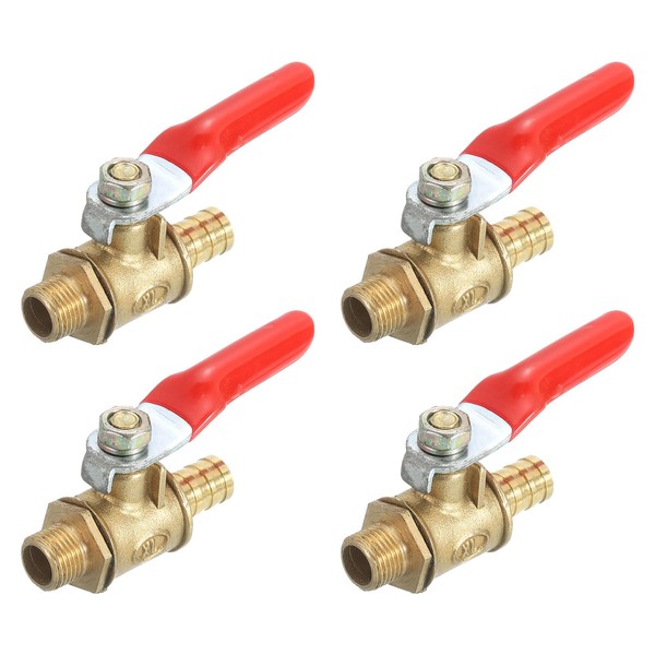 sourcing map 2Pcs Brass Water Mini Ball Valve Shut Off